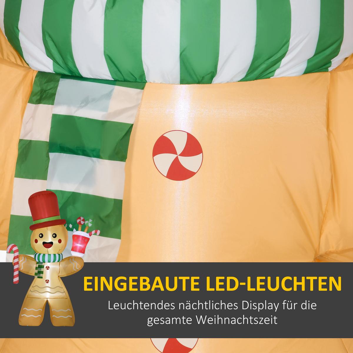 WEIHNACHTS Aufblasbarer Lebkuchenmann 2,35 m mit LED-Lichtern wetterfest - Orange, Kunststoff (75/235/170cm) - HOMCOM