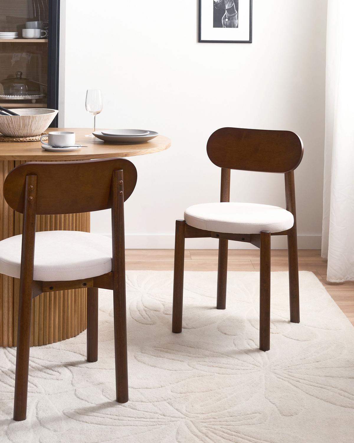 ESSZIMMERSTUHL 2er-Set Holz Braun/Hellbeige Paulina - Beige, Textil (44/79/45cm) - Beliani
