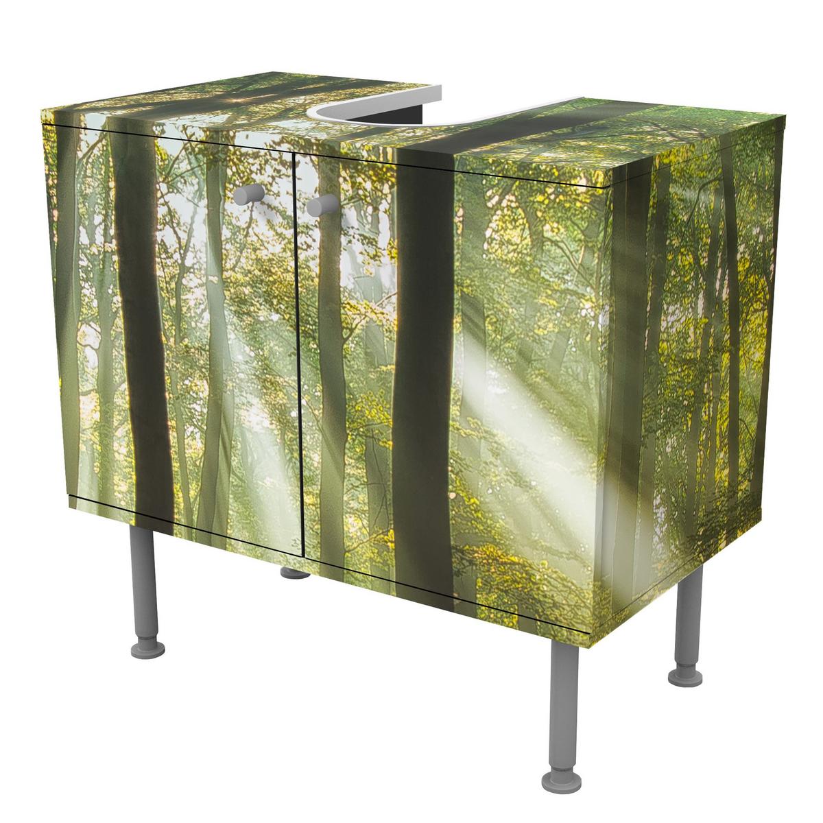 WASCHBECKENUNTERSCHRANK Sonnentag im Wald 60/55/35 cm - Grün, Holzwerkstoff (60/55/35cm) - Bilderwelten