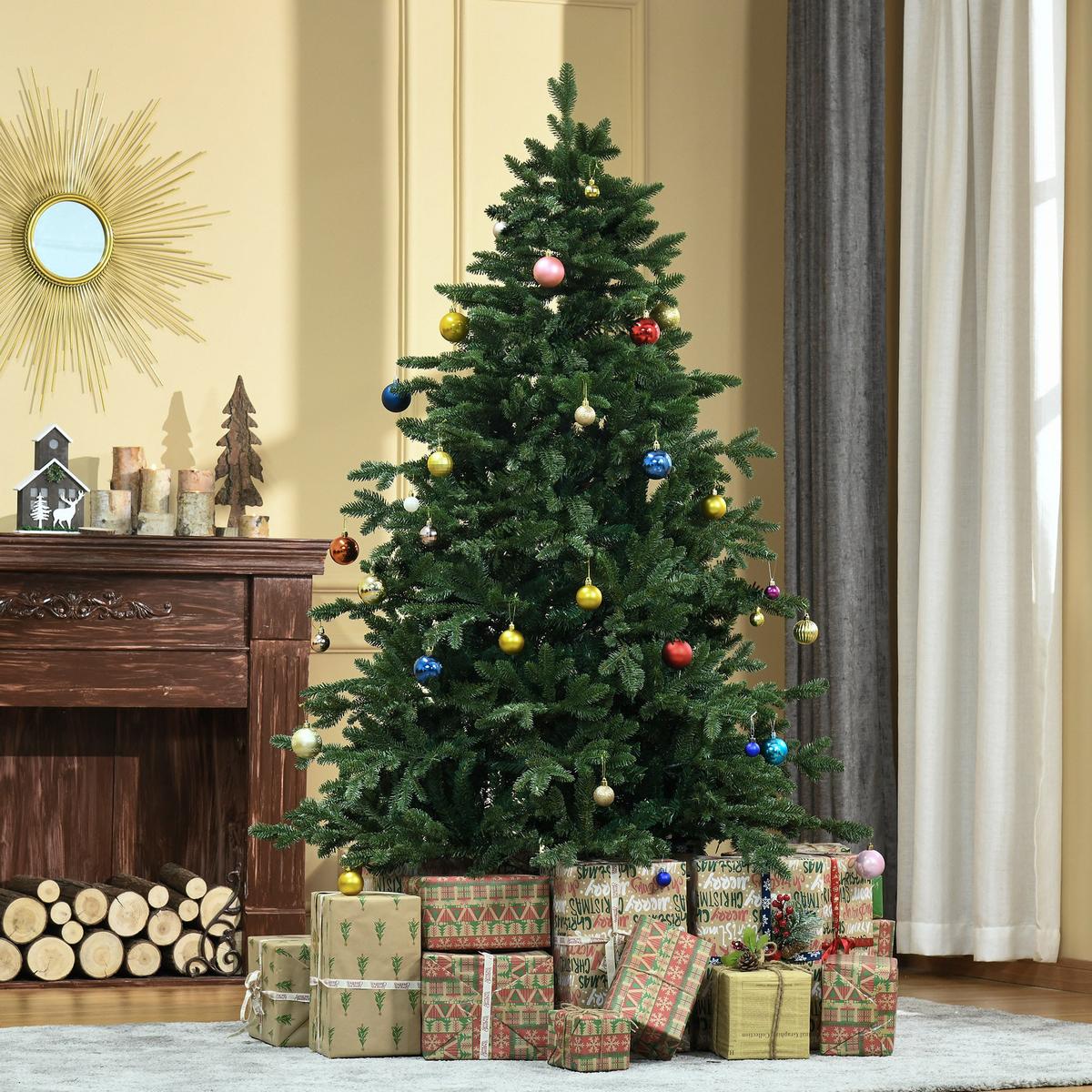 KÜNSTLICHER Weihnachtsbaum Tannenbaum zusammenklappbar und abnehmbar Grün - Grün, Kunststoff (180cm) - HOMCOM