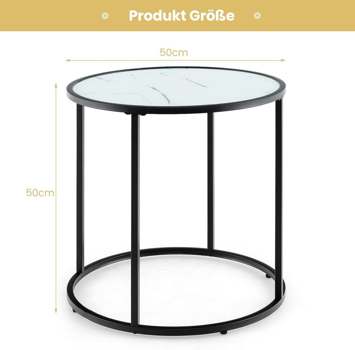 BEISTELLTISCH Schwarz - Schwarz, Glas (50/50/50cm) - COSTWAY