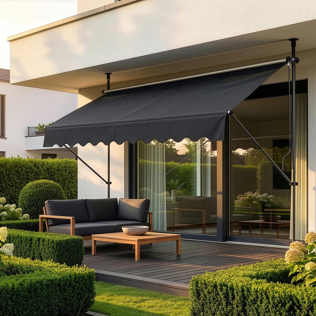 KLEMMMARKISE Stem - Grau, Textil/Metall (400/309/120cm) - pro.tec