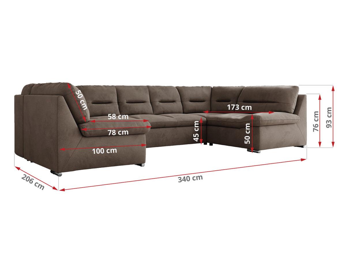 WOHNLANDSCHAFT MORBIDO U Braun Velvet - Silberfarben/Braun, Textil/Metall (340/93/206cm) - MKS