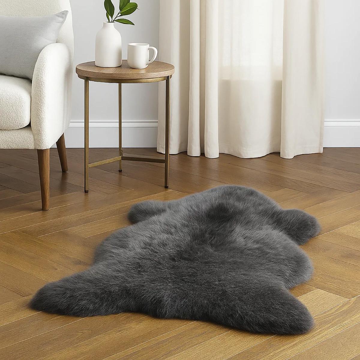 SCHAFFELL Lammfell Dunkelgrau L-XXL, ca. 110 cm - Dunkelgrau/Grau, Fell (60/110cm) - Provellus