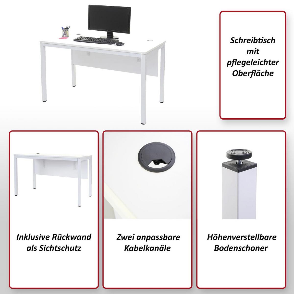 SCHREIBTISCH rechteck Schwarz - Schwarz, Holzwerkstoff (60/120/76cm) - MCW