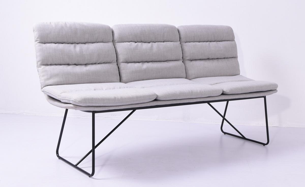 ESSZIMMERBANK VINCE Hellgrau Webstoff - Hellgrau/Schwarz, Textil (178/90/68cm) - KAWOLA