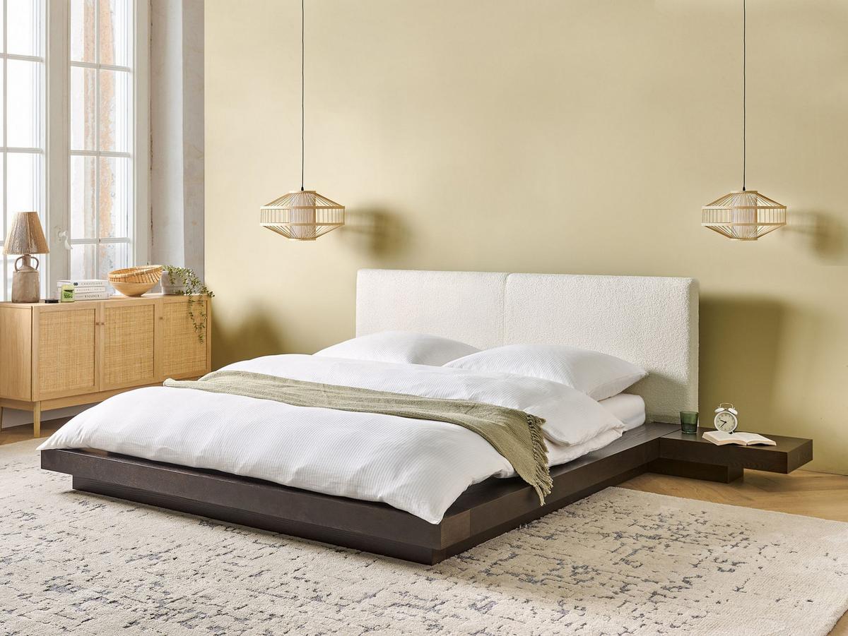BETT mit Lattenrost 160/200 cm MDF-Platte Dunkelbraun Zen - Dunkelbraun, Holz (160/200cm) - Beliani