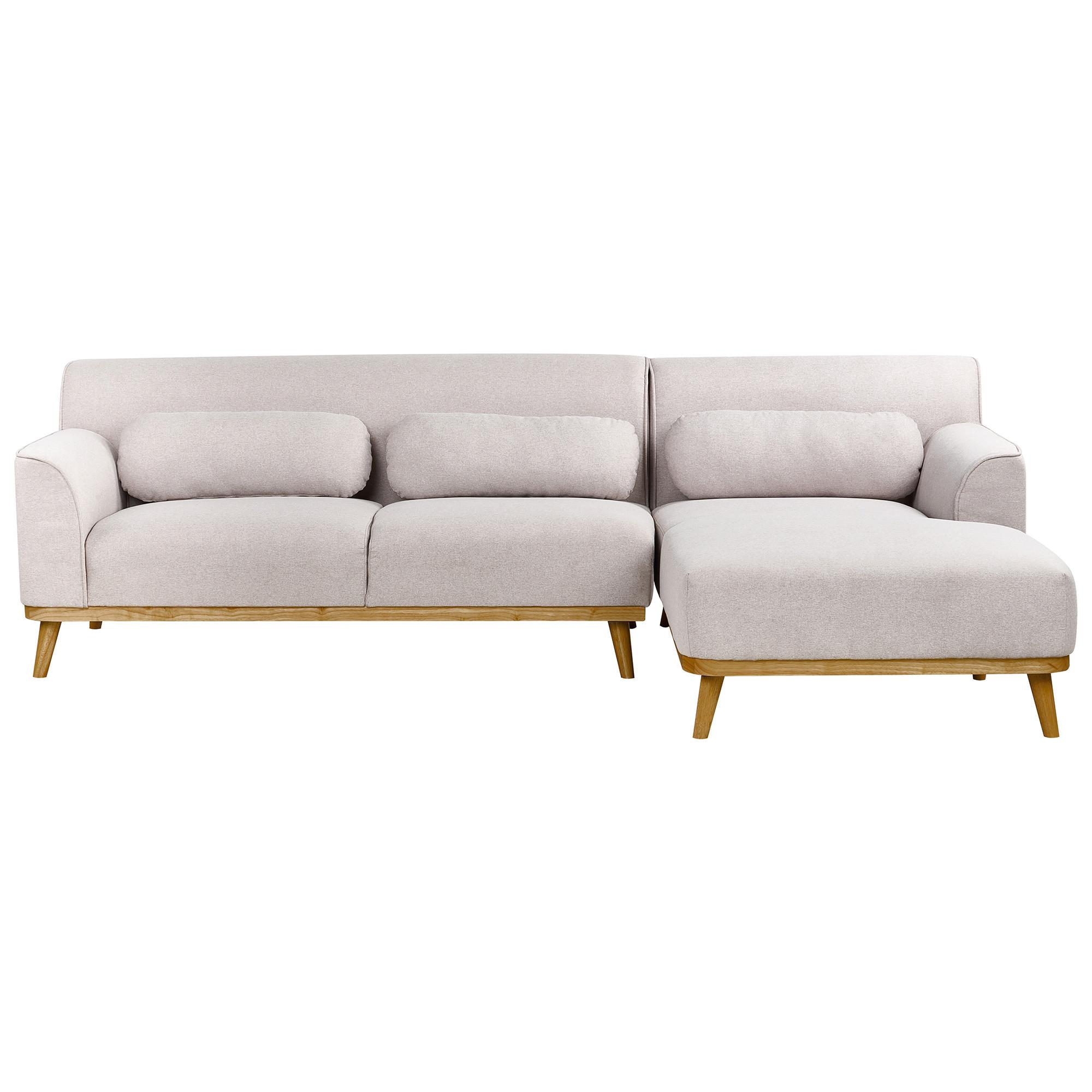 ECKSOFA 3-Sitzer Stoff Hellgrau linksseitig Simos - Hellgrau, Textil (264/82cm) - Beliani
