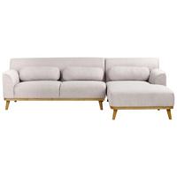 ECKSOFA 3-Sitzer Stoff Hellgrau linksseitig Simos - Hellgrau, Textil (264/82cm) - Beliani