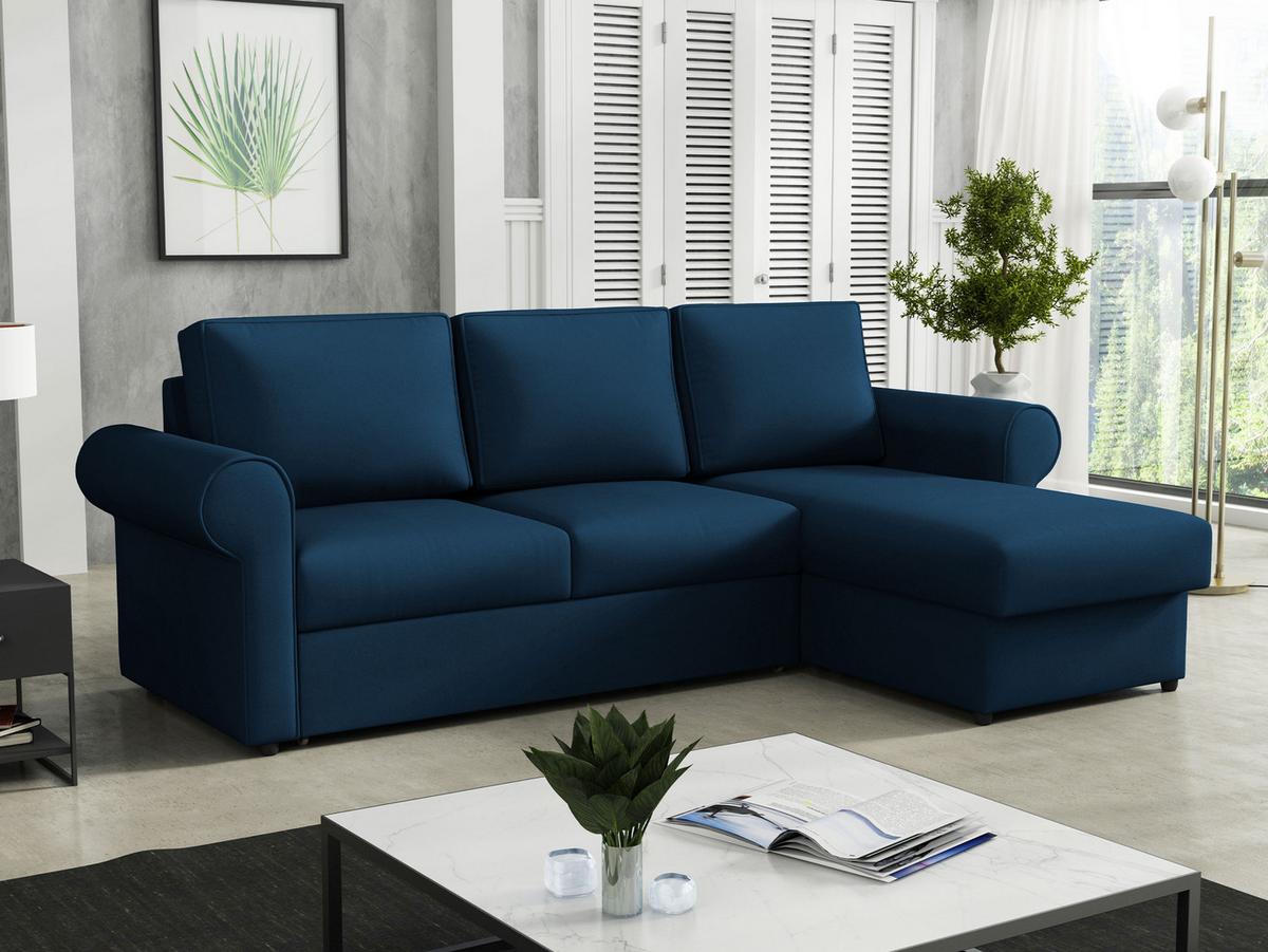 ECKSOFA Monaco - Schwarz/Dunkelblau, Holz/Textil (246/155cm) - MIRJAN24