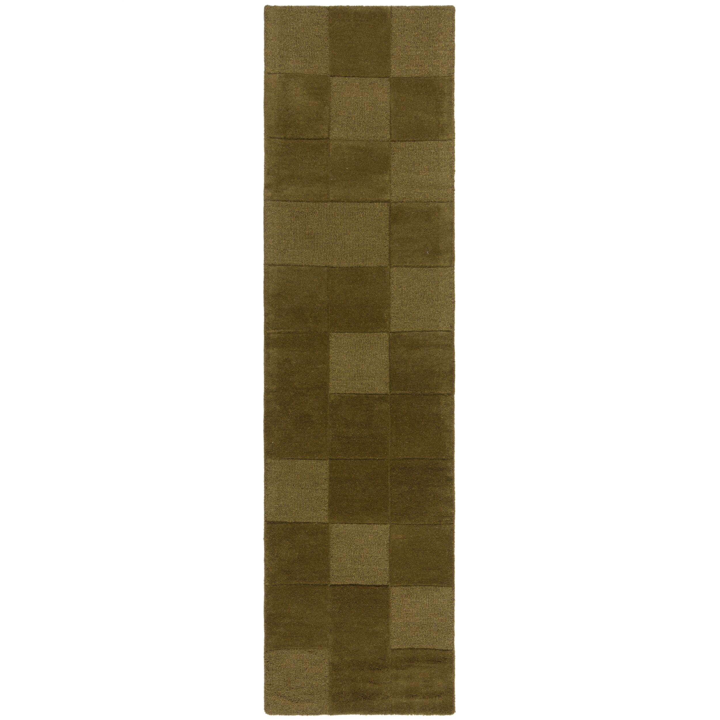 WOLLTEPPICH DEBEN, mit Schachbrettmuster, Grün, 60 x 230 cm - Grün, Textil (60/230cm) - KADIMA DESIGN