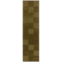 WOLLTEPPICH DEBEN, mit Schachbrettmuster, Grün, 60 x 230 cm - Grün, Textil (230/60cm) - KADIMA DESIGN