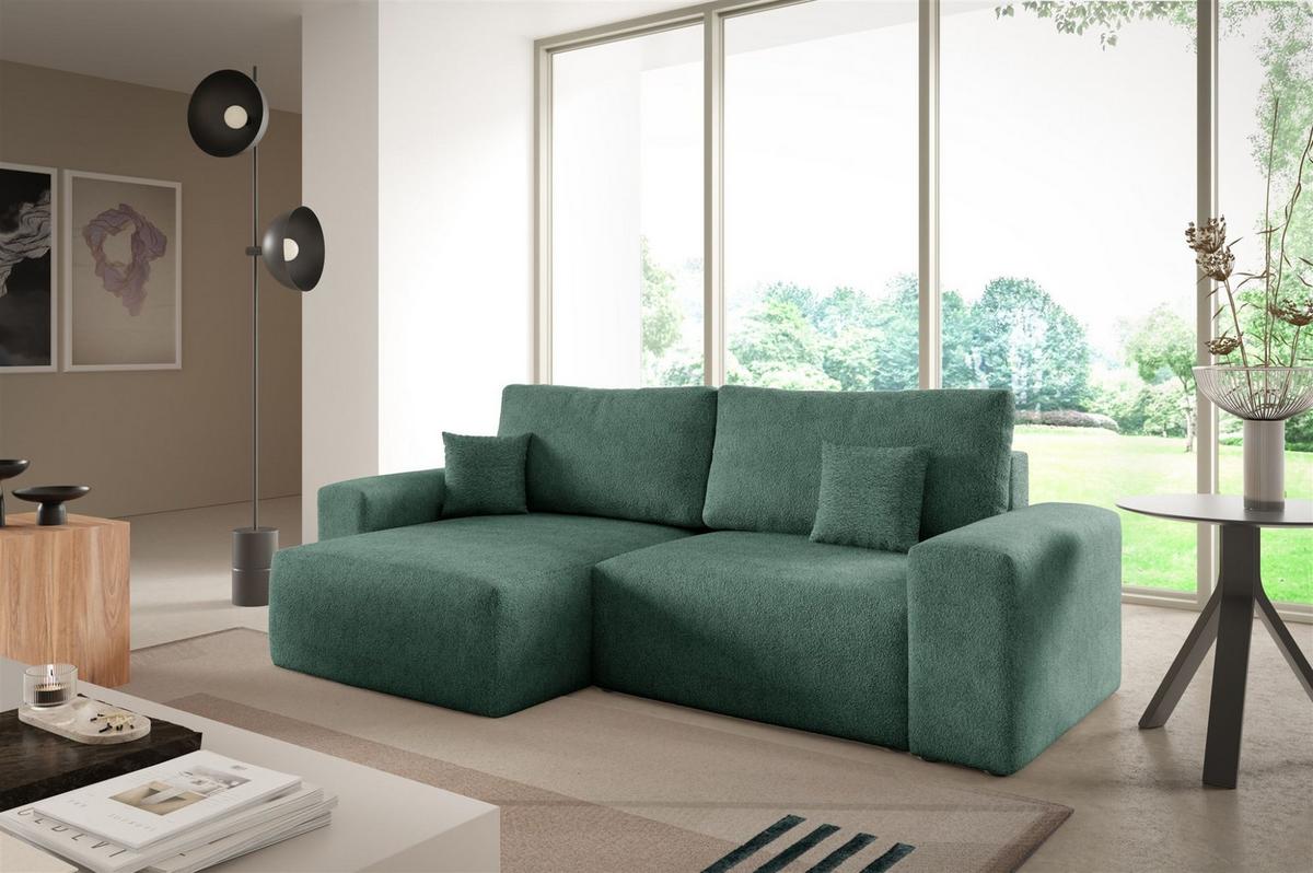 ECKSOFA Arona Xs Mit Schlaffunktion - Grün, Holzwerkstoff/Textil (148/255cm) - Fun Möbel