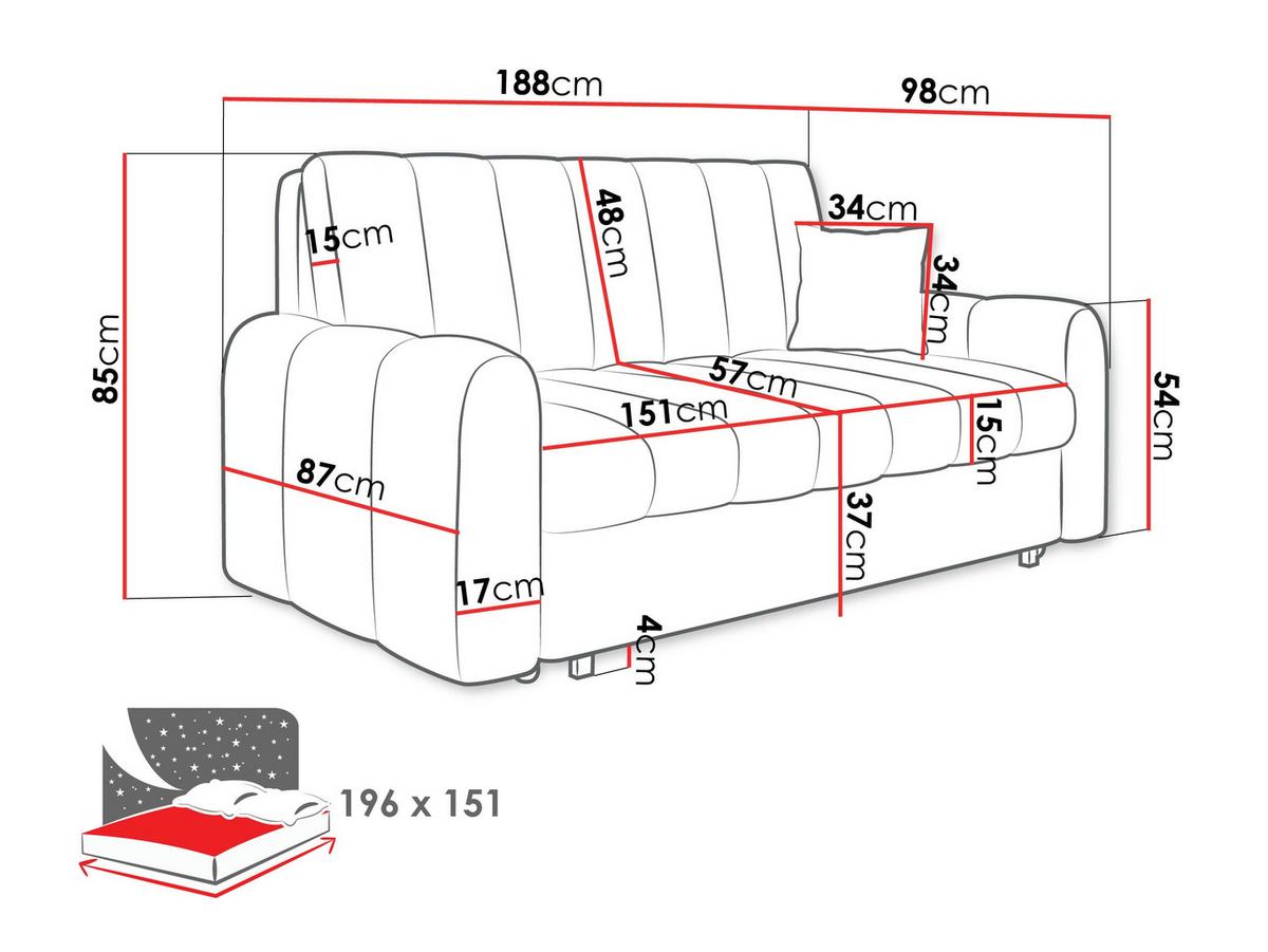 SCHLAFSOFA Viva Moon IV - Schwarz/Braun, Holz/Metall (188/85/98cm) - MIRJAN24
