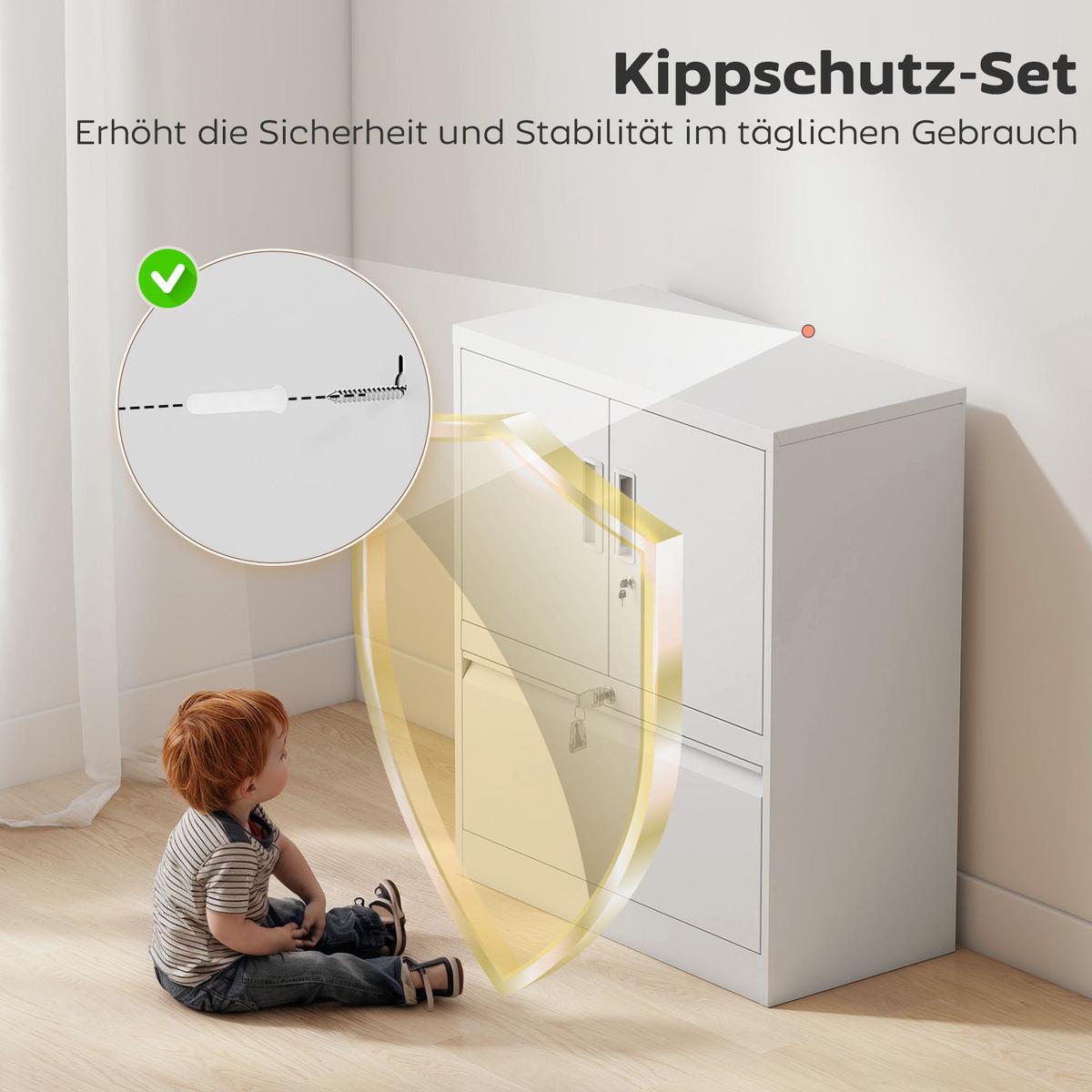 AKTENSCHRANK Stahl Weiß - Weiß, Metall (40/95/80cm) - HOMCOM
