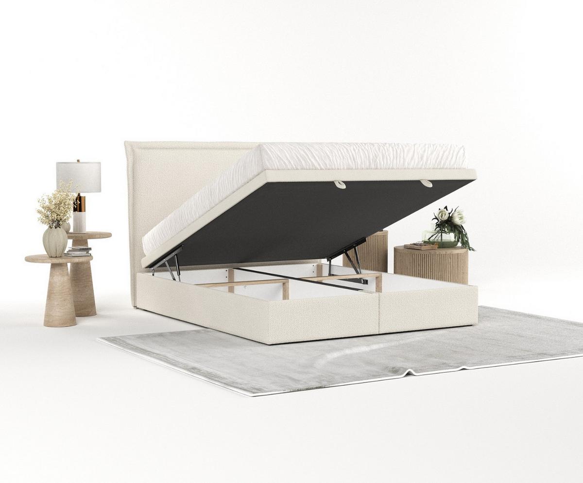 POLSTERBETT Eliot mit Stauraum 140/200 cm Hellbeige im Alta Stoff - Sandfarben/Schwarz, Holz/Holzwerkstoff (140/200cm) - AltaBeds