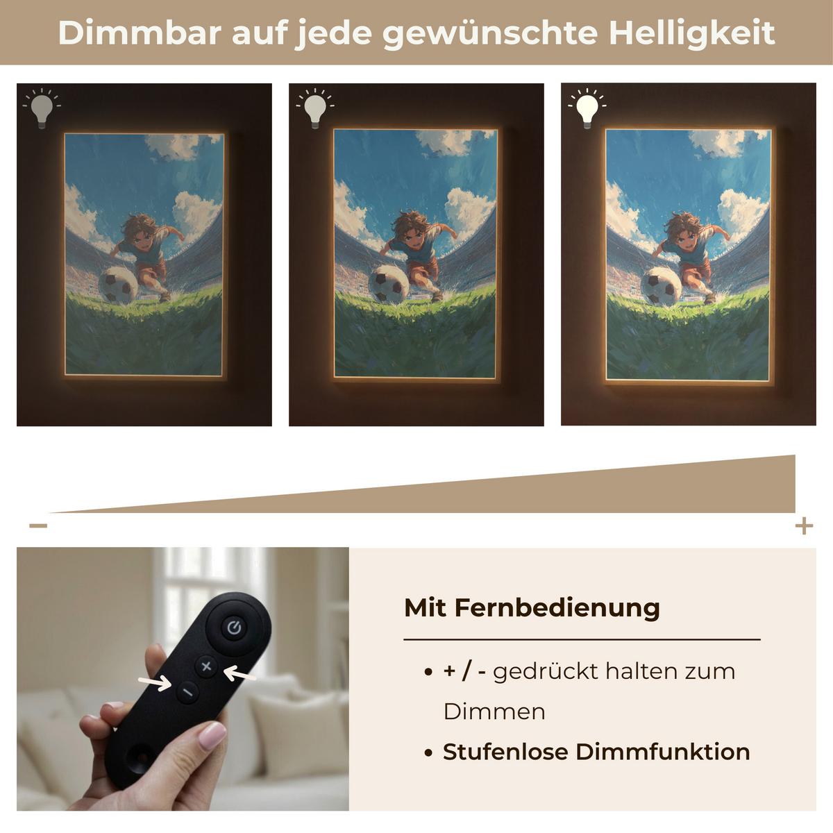 WANDLEUCHTE MIT AKKU Stadion - Fußballer - Ball 60x90 cm - Blau, Holzwerkstoff (60/90/8cm) - OnlyWow