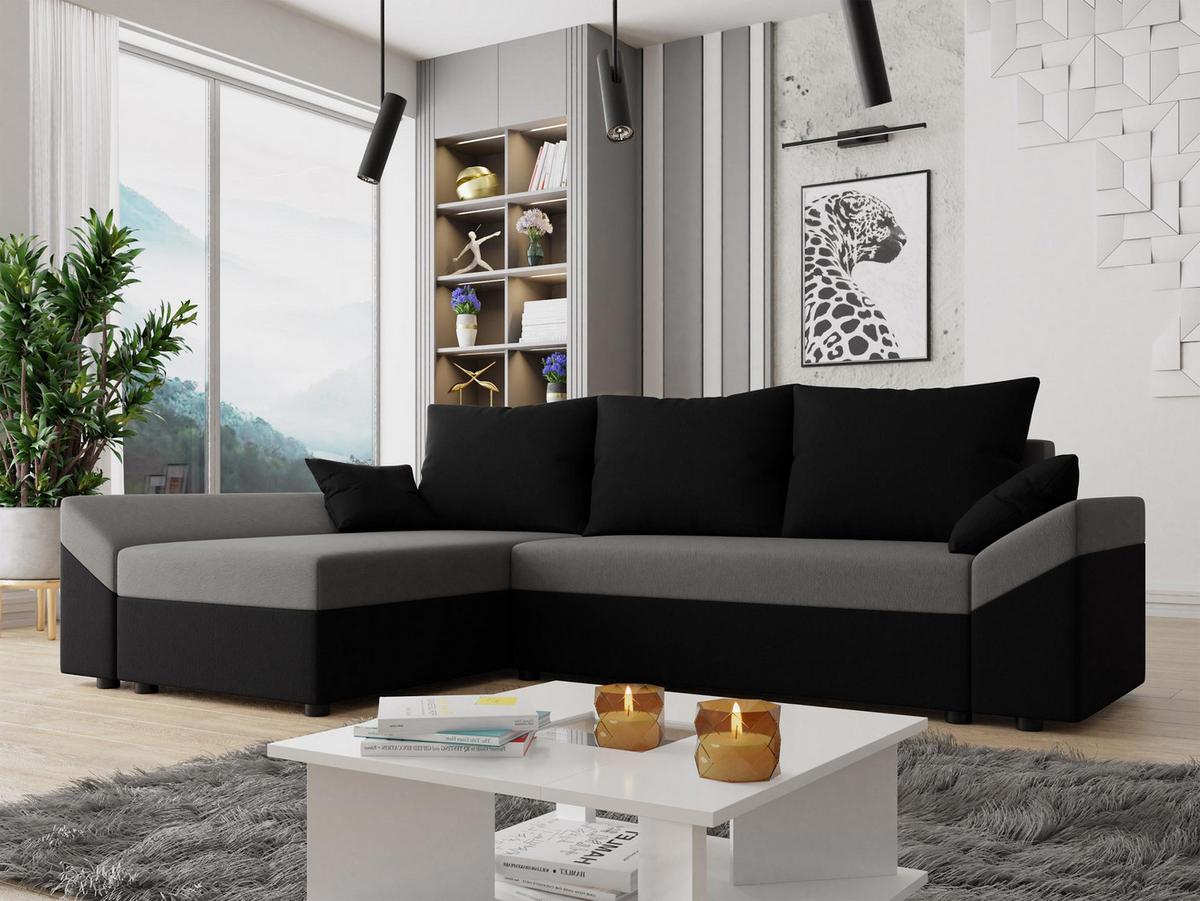 ECKSOFA Dante L - Schwarz/Grau, Holz/Kunststoff (240/140cm) - MIRJAN24