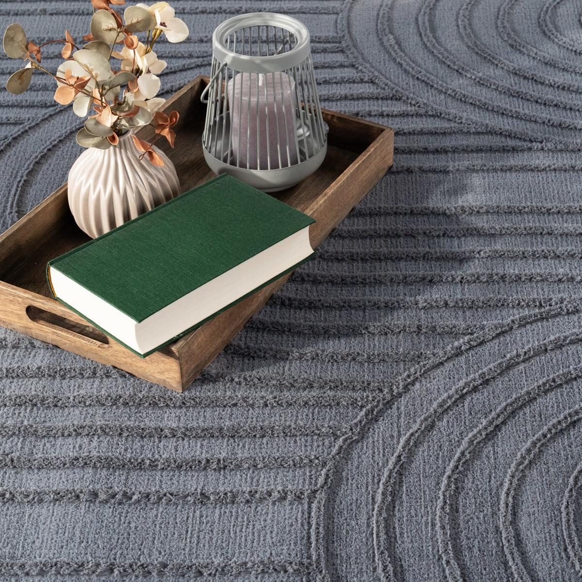 KURZFLORTEPPICH, mit Struktur, aus Polyester, Anthrazit, 80 x 150 cm - Anthrazit, Textil (150/80cm) - KADIMA DESIGN