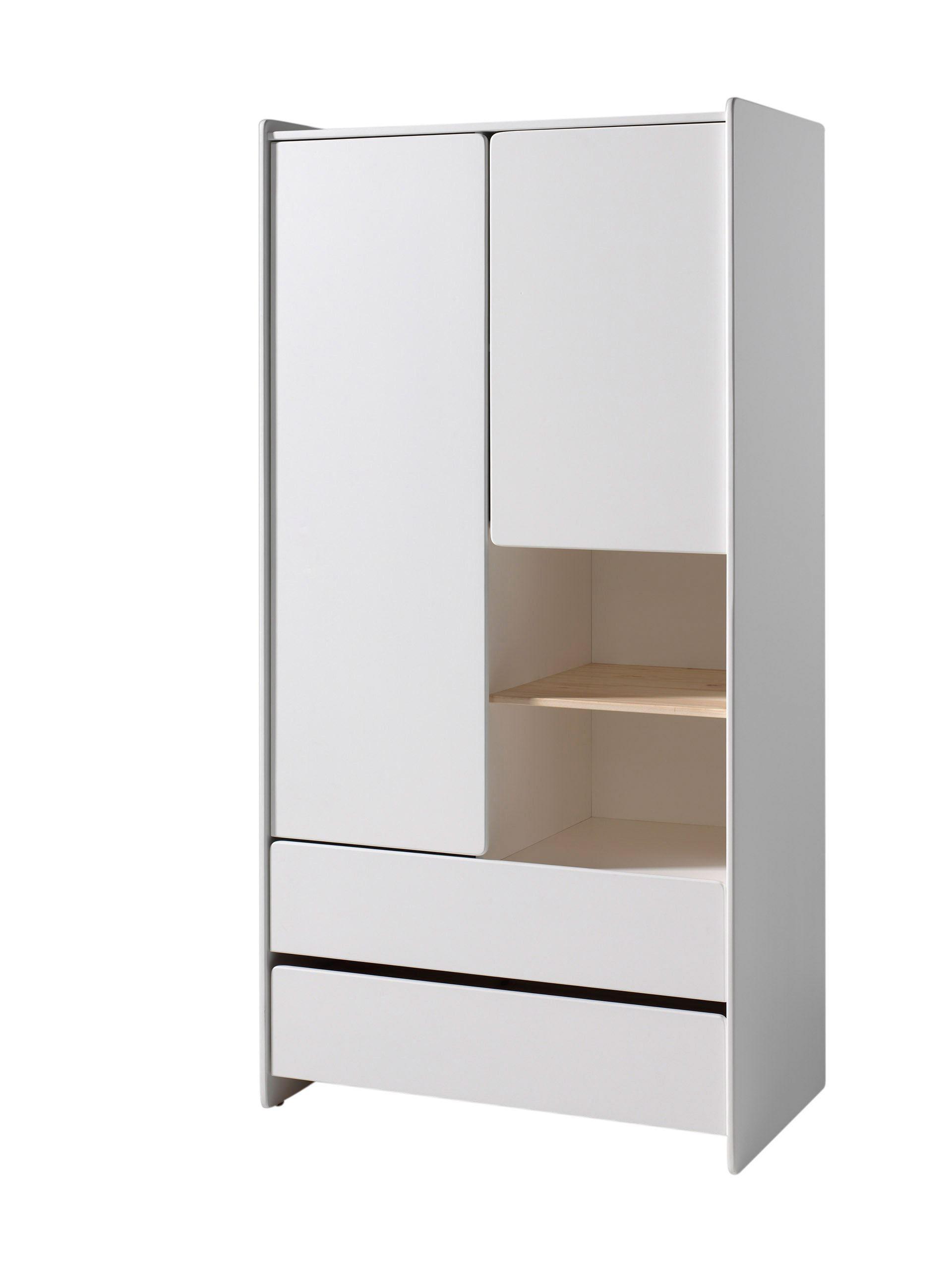KINDERZIMMERSCHRANK Karilynn 90x55x180 Schrank MDF+Massivholz Weiß - Weiß, Holzwerkstoff (160/180/90cm) - 58aufmkessel