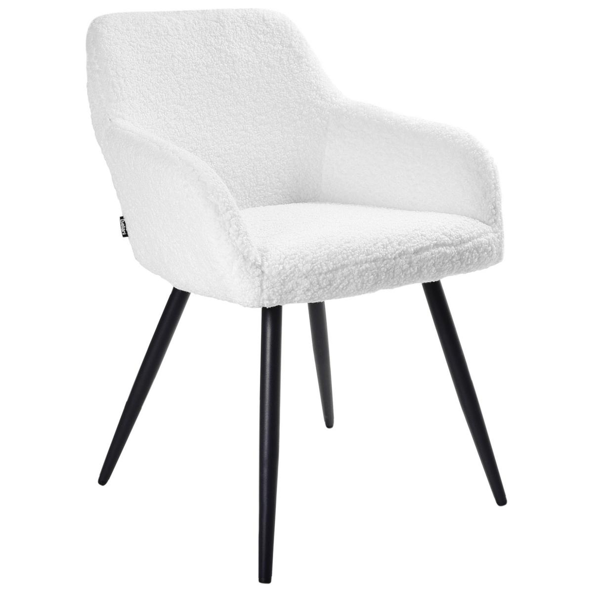 ESSZIMMERSTUHL 2er-Set Bouclé Cremeweiß Casmalia - Weiß, Textil (60/80/66cm) - Beliani