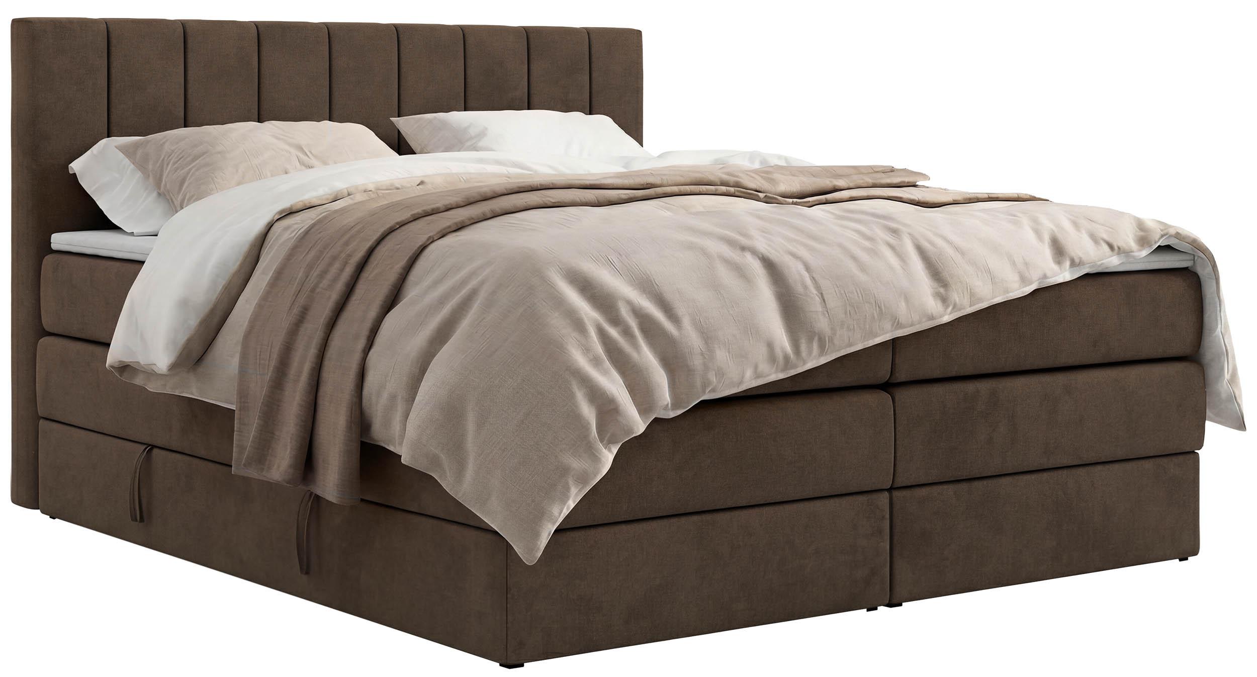 BOXSPRINGBETT ALVER KING 200/200 - Braun Velvet - H4 - Braun, Textil (200/200cm) - MKS