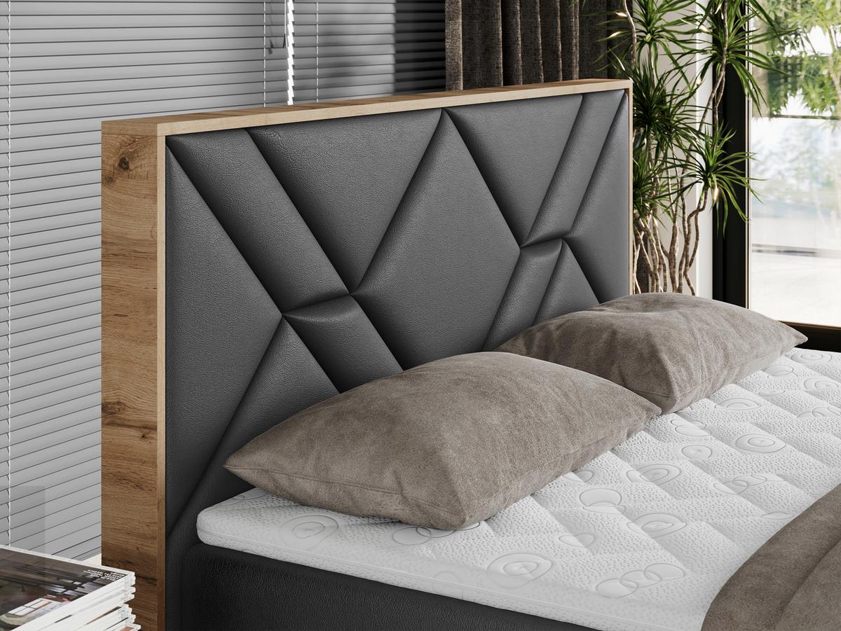 BOXBETT GUNAR - 200/200 Dunkelgrau Kunstleder - H3 - Dunkelgrau, Holz/Textil (200/200cm) - MKS