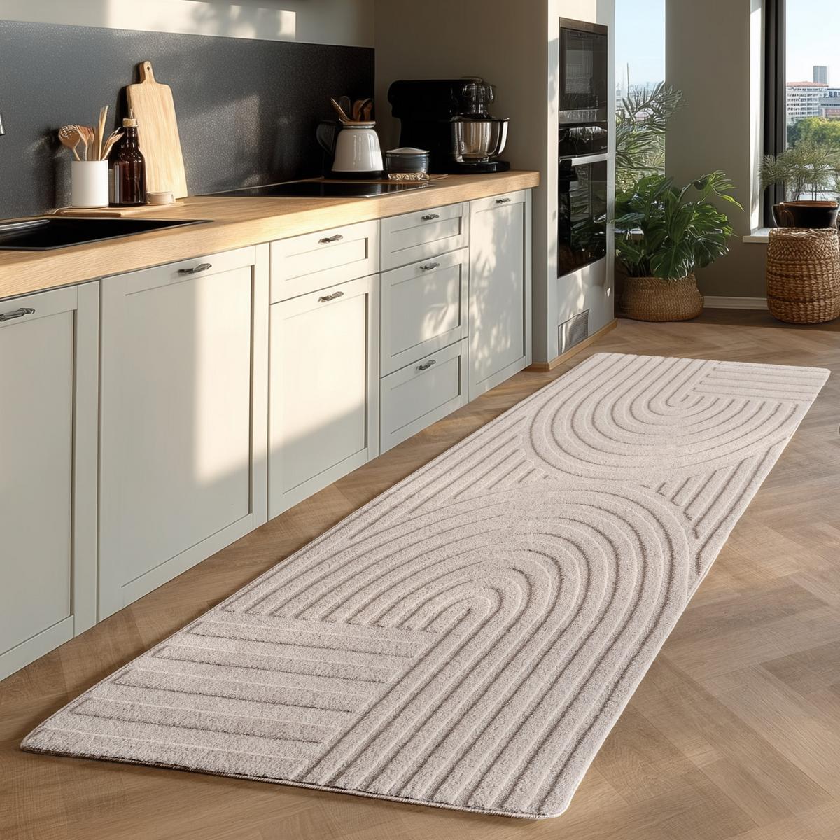 TEPPICH Kurzflor Waschbar LAVAREDO in Creme, im Boho-Stil, 80 x 150 cm - Beige, Textil (80/150cm) - KADIMA DESIGN