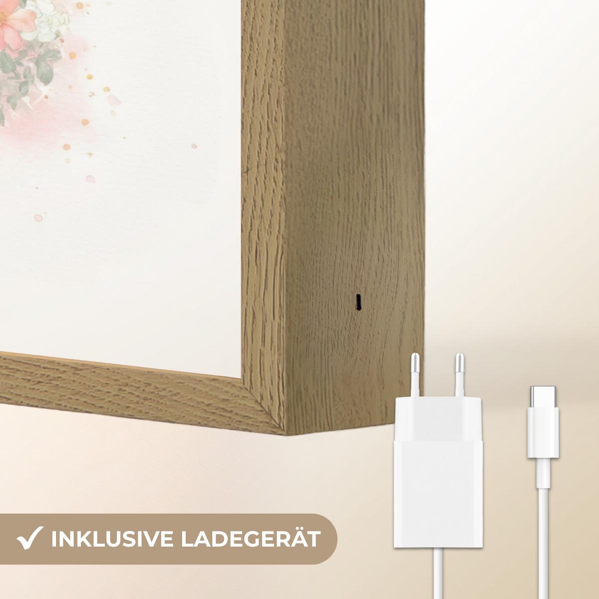 NACHTTISCHLAMPE MIT AKKU Ballerina - Fee - Blumen - Rosa 30x40 cm - Rosa, Holzwerkstoff (8/30/40cm) - OnlyWow