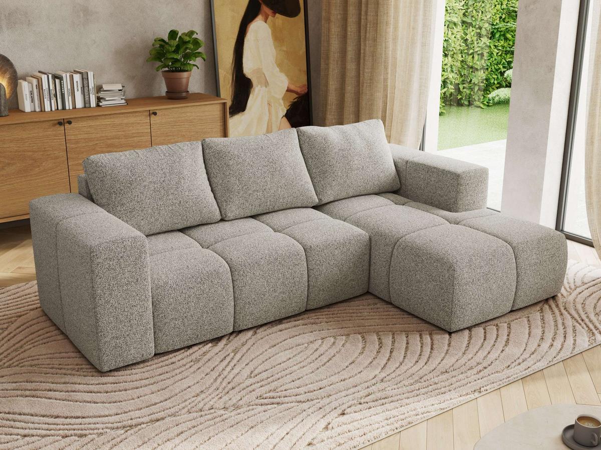 ECKSOFA MONIVA Hellgrau Strukture - Rechts - Hellgrau/Schwarz, Kunststoff/Textil (266/164cm) - MKS