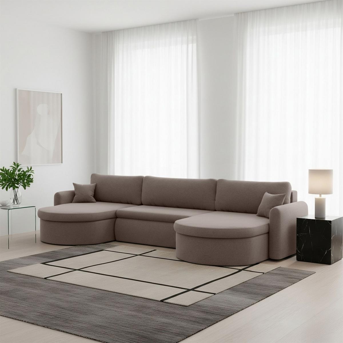 WOHNLANDSCHAFT Feliz In Faro - Braun, Holzwerkstoff/Textil (350/83/160cm) - Fun Möbel