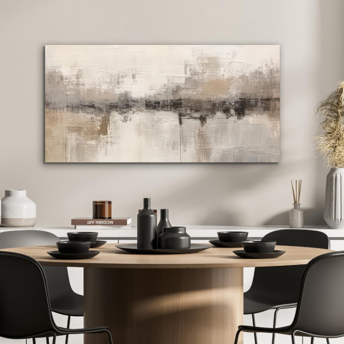 METALLBILD Moderne Kunst - Abstrakt - Beige 80x40 cm - Beige, Metall (80/40cm) - MuchoWow