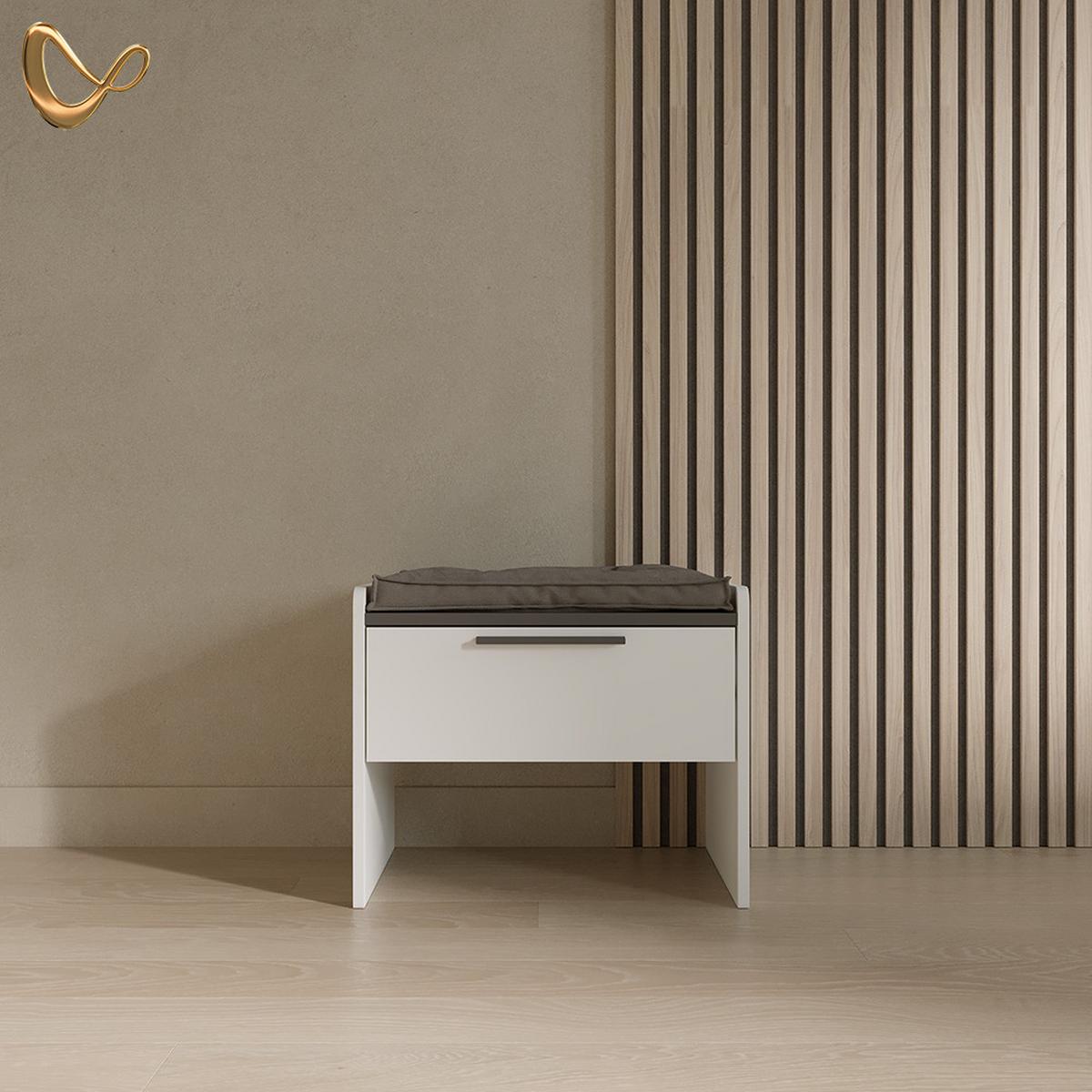 ESSZIMMERBANK Tiberio Weiß 53.5 x 41.1 cm mit 1 Schublade - Weiß, Holzwerkstoff (53.5/45.5/41.1cm) - Livinity®