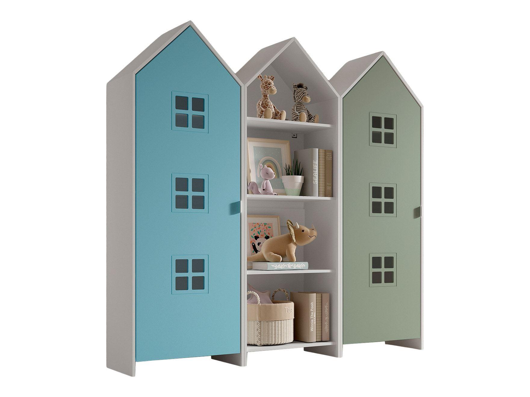 REGALSCHRANK Set Kania 173x37x171 MDF Weiß Blau Grün - Blau/Grün, Holzwerkstoff (173/171/37cm) - 58aufmkessel
