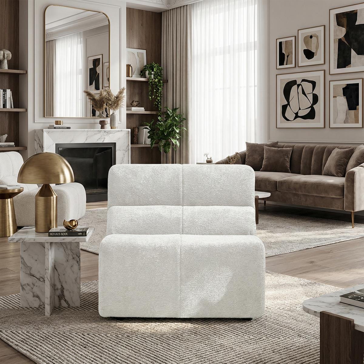 SESSEL Samt mit Regentropfen-Struktur Montagefrei - Weiß, Textil (93/79/109cm) - Urban Meuble