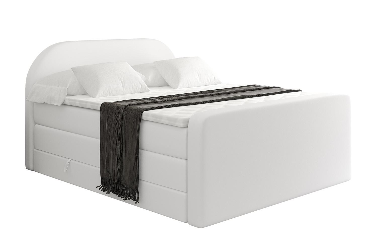 BOXSPRINGBETT mit Matratze und Lattenrost - NOX-Z KING-200x200 - Weiß Kunstleder - Weiß, Holzwerkstoff (200/200cm) - ALTDECOR