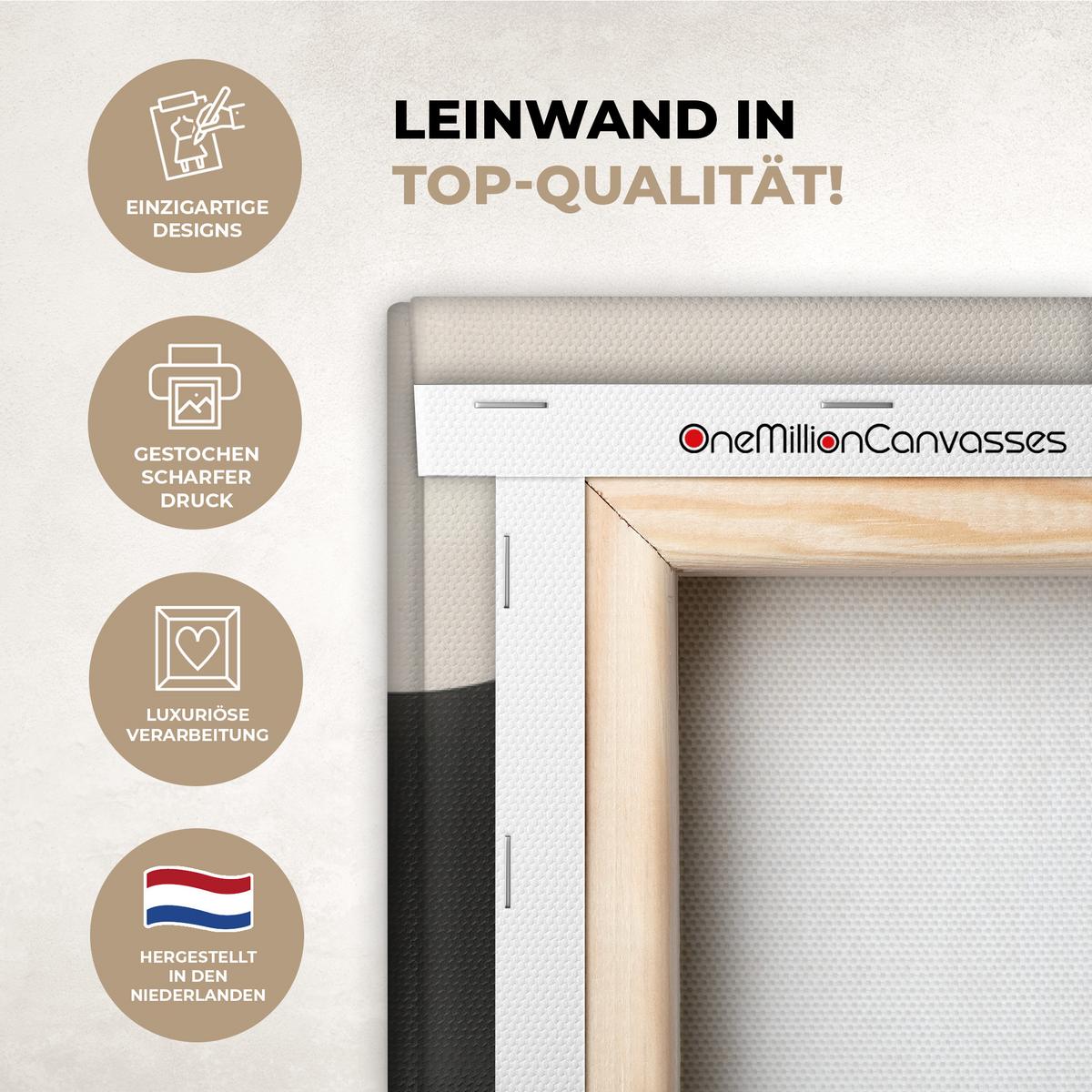 LEINWANDBILD Abstrakt - Landschaft - Wellen - Cremefarben Wohnzimmer Groß 120x80 cm - Cappuccino, Textil (120/80cm) - MuchoWow