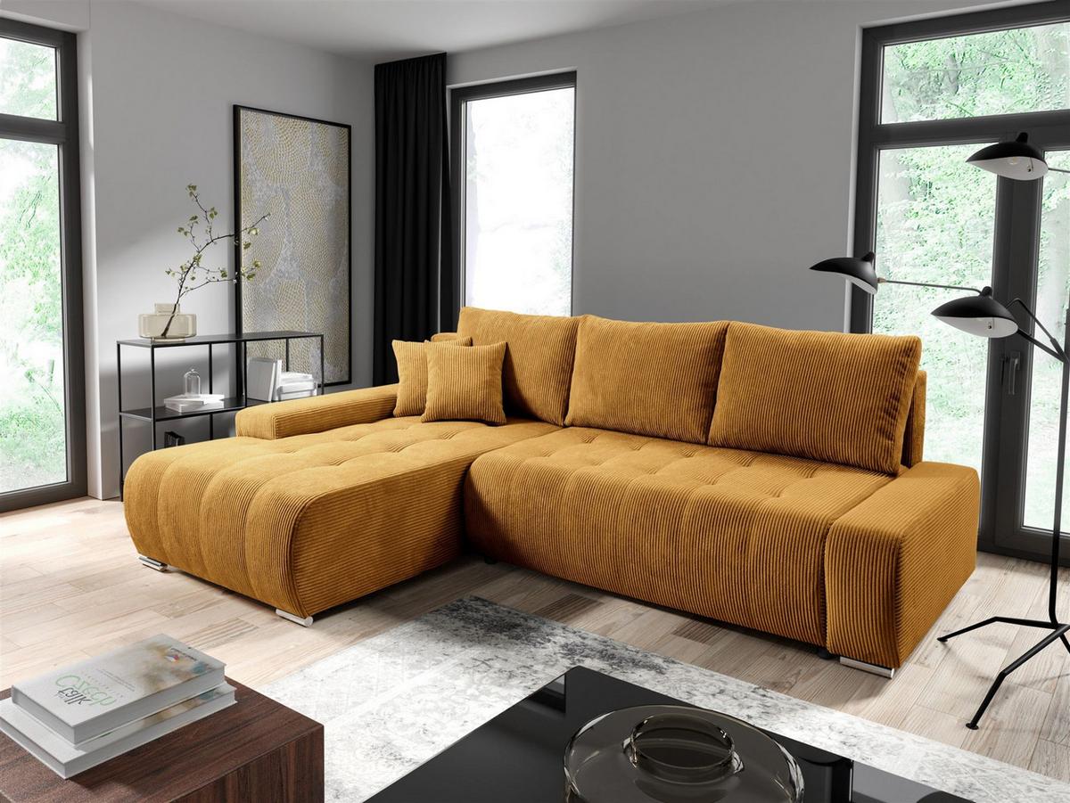 ECKSOFA Vogar In Poso - Dunkelgelb, Holzwerkstoff/Textil (265/185cm) - Fun Möbel