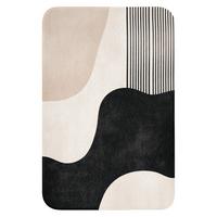 WC-VORLEGER Abstrakt - Japandi - Beige - Modern WC Teppich 40x60 cm - Beige/Schwarz, Textil (40/1cm) - OnlyWow