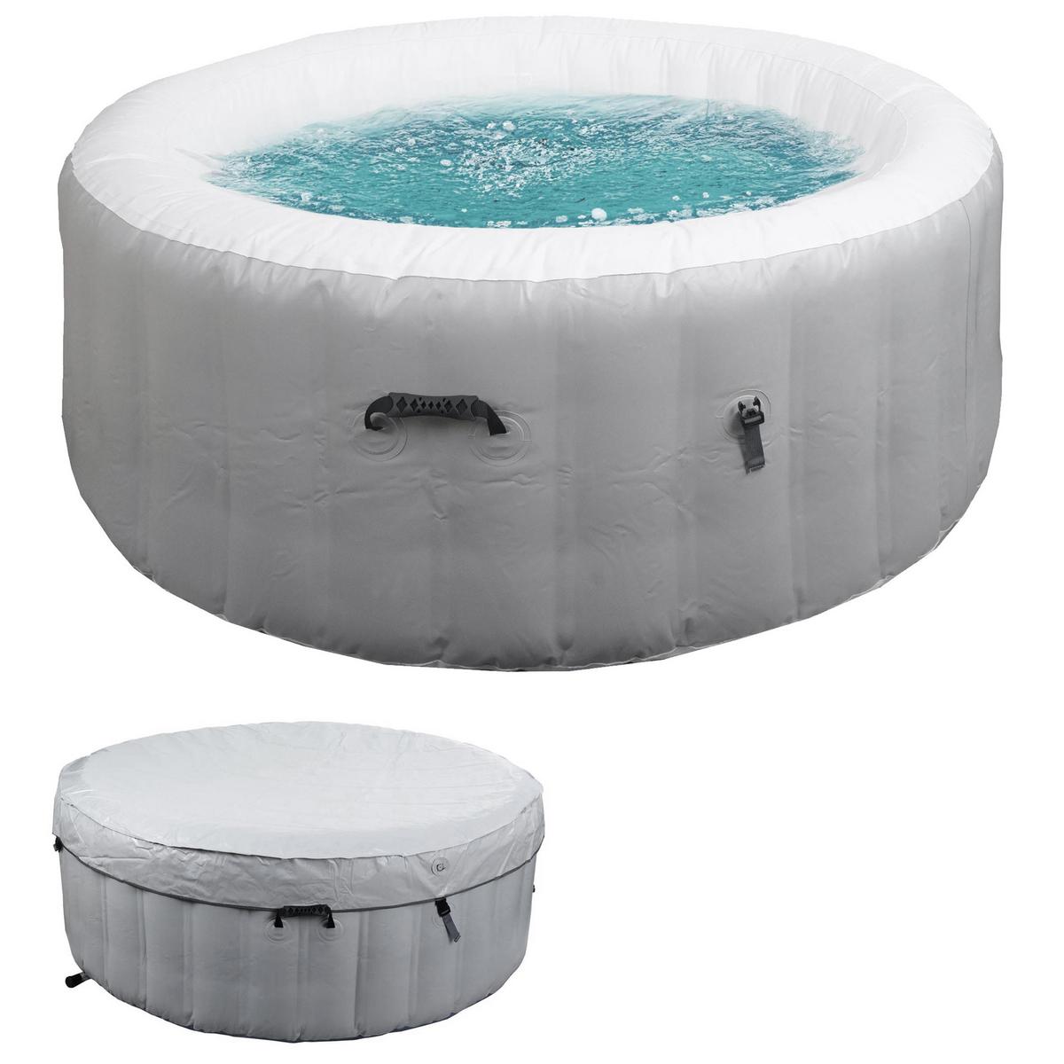ERSATZ-WHIRLPOOL rund Grau, Weiß - Weiß/Grau, Textil (180/63/180cm) - MCW