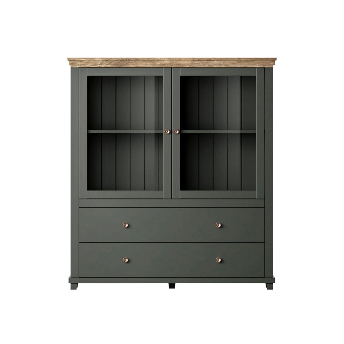 GESCHIRRSCHRANK Martin Grün und Holz - Grün, Holzwerkstoff (126/138/42cm) - Petits-meubles