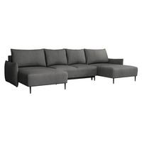 WOHNLANDSCHAFT Santi U - Schwarz/Grau, Holz/Textil (328/88/160cm) - MIRJAN24