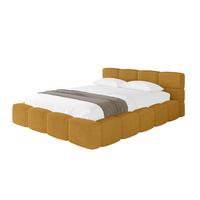 POLSTERBETT mit Bettkasten und Lattenrost, Bett mit Kopfteil, Boxbett ohne Matratze, Doppelbett mit Stauraum - NATA-v1 200x200 Senfgelb - Kupferfarben, Holzwerkstoff/Textil (200/200cm) - ALTDECOR