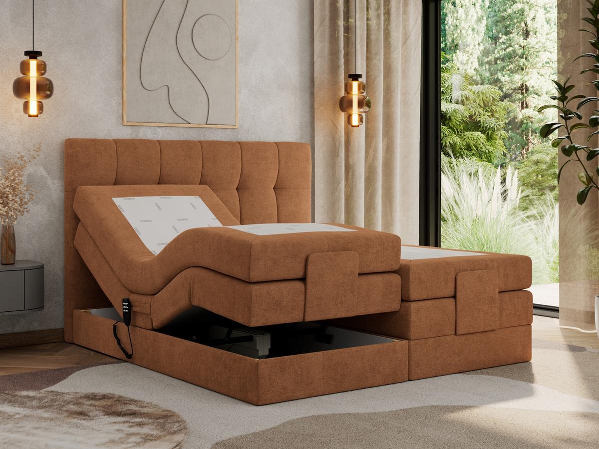 BOXBETT VITTORIA 200/200 - Orange Struktur - H3 - Orange, Holz/Textil (200/200cm) - MKS