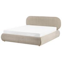 BETT mit Stauraum 160/200 Stoff Taupe Campan - Taupe, Textil (160/200cm) - Beliani