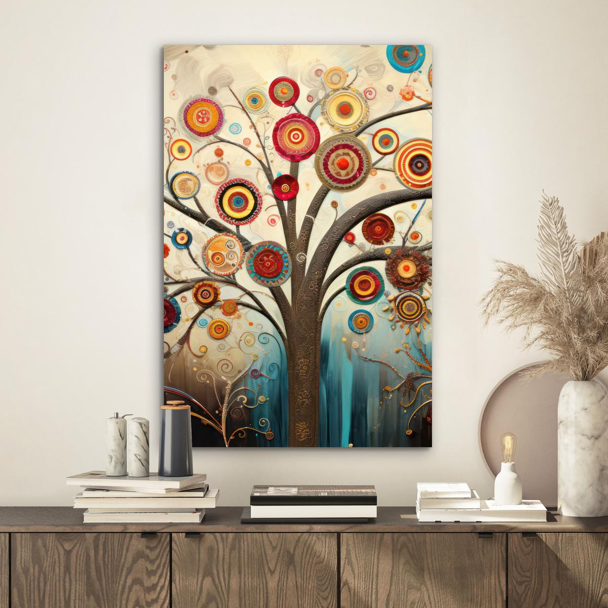 METALLBILD Baum - Baum des Lebens - Farbe Deko Schlafzimmer 40x60 cm - Braun, Metall (40/60cm) - MuchoWow