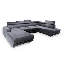 WOHNLANDSCHAFT SIENA R-S Grau Velours-Stoff mit Schlaffunktion - Silberfarben/Grau, Holz/Textil (335/89/190cm) - MASSENO