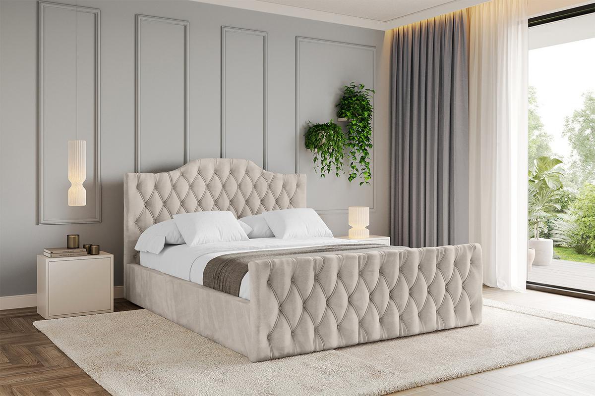 POLSTERBETT mit Bettkasten, Fußteil und Lattenrost, Boxbett mit Matratze H3/H4 - FALIO-Z 120x200 Beige - Beige, Holzwerkstoff/Textil (120/200cm) - ALTDECOR