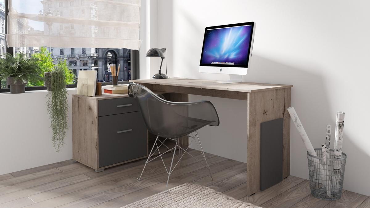 SCHREIBTISCH GARDA 167,5x110x76 cm Bürotisch Computertisch, Braun - Braun, Holzwerkstoff (110/167.5/76cm) - MASSENO