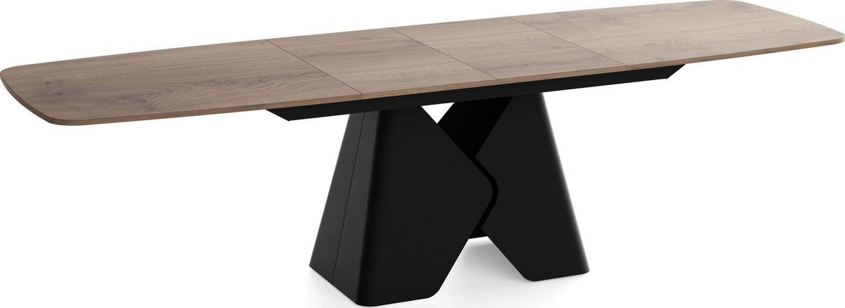 ESSTISCH Vanta rechteckig ausziehbar verlängerbar mit Schwarzem Metallgestell, Eiche Braun 180-270/90/76 cm - Greige/Schwarz, Holzwerkstoff/Metall (90/270/76cm) - WFL GROUP